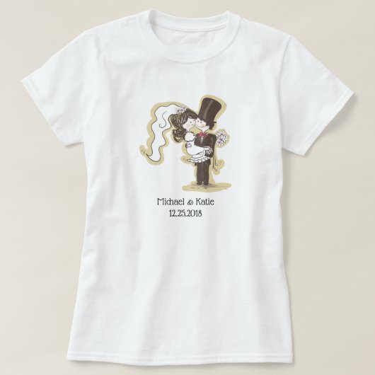 T-shirt Chemise de mariage mariée & marié (Design devant)
