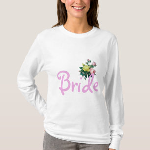 T-shirt chemise de mariée fleurs rose et jaune vintage.