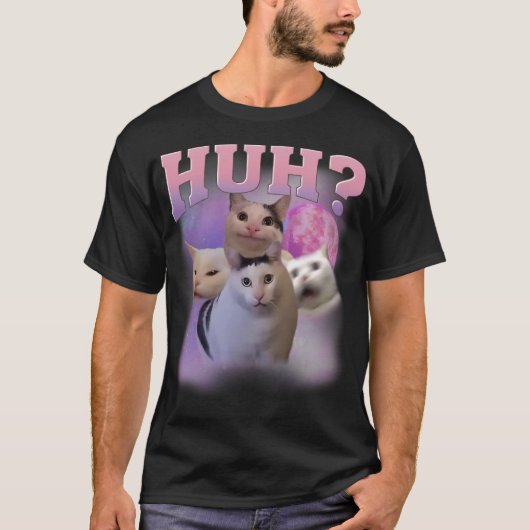 T-shirt Chemise de Mème de Chat Huh (Devant)