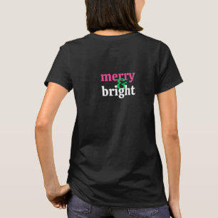 T-shirt Chemise de Noël à typographie verte et rose chaud