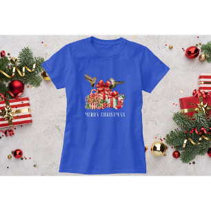 T-shirt Chemise de Noël aux colibris bleus avec boîtes cad