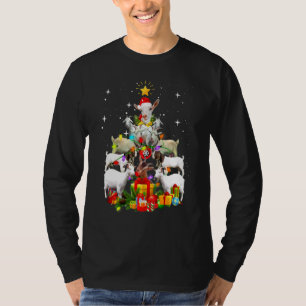 T-shirt Chemise de Noël de chèvre  Xmas Chèvres Arbre Lumi