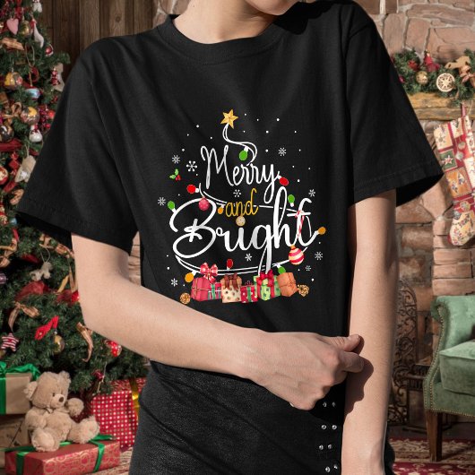 T-shirt Chemise de Noël familiale, Joyeuse et brillante