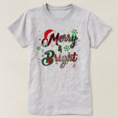 T-shirt Chemise De Noël, Joyeuse Et Lumineuse (Design devant)