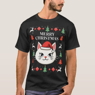 T-shirt Chemise de Noël Laide Smudge Cat (2)