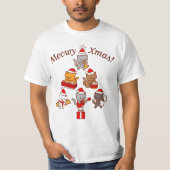 T-shirt Chemise de Noël Meowy : Bande des caroleurs de cha (Devant)