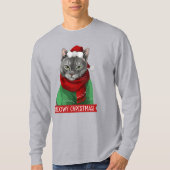 T-shirt Chemise de Noël Meowy, Maybelle le Tabby gris (Devant)