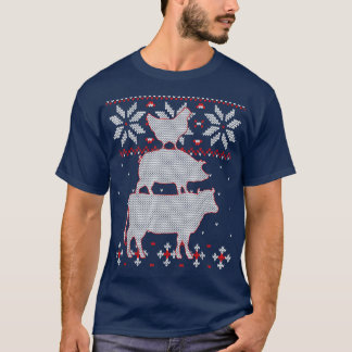 T-shirt Chemise de Noël moche Du Poulet Et De La Vache, Fa
