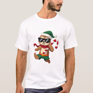 T-shirt Chemise de Noël Paresseux Elfe Bonbon à la Menthe