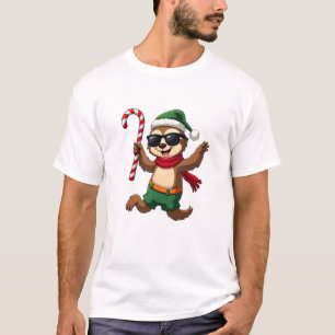 T-shirt Chemise de Noël Paresseux Elfe Menthe Bonbon Cane