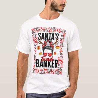 T-shirt Chemise de Noël, Père Noël Favori Banker Messy