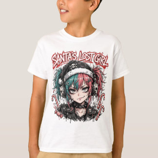 T-shirt Chemise de Noël Punk Anime Cadeau Santa pour Enfan