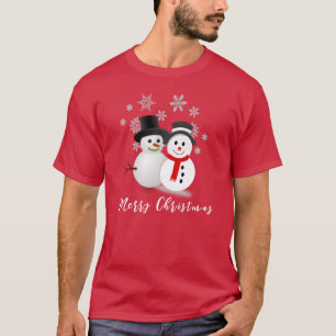 T-shirt Chemise de Noël rouge joyeuse Bonhomme de neige de