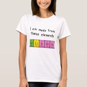 T-shirt Chemise de nom de table périodique Allison