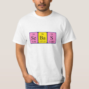 T-shirt Chemise de nom de table périodique de Sebas