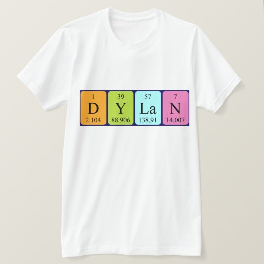 T-shirt Chemise de nom de table périodique Dylan (Design devant)
