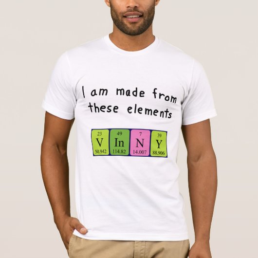 T-shirt Chemise de nom de table périodique Vinny (Devant)