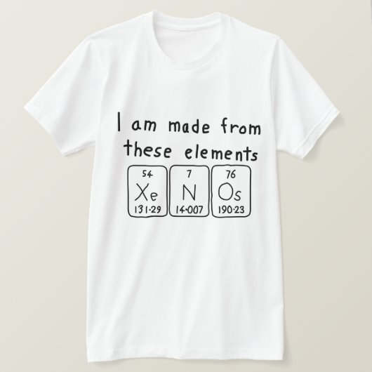 T-shirt Chemise de nom de table périodique Xenos (Design devant)