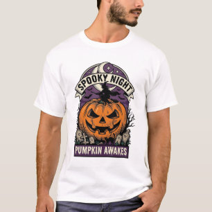 T-shirt Chemise de nuit effrayante sorcière citrouille Hal