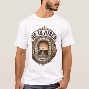 T-shirt Chemise de Pâques vintage Il Est Ressuscité Croix