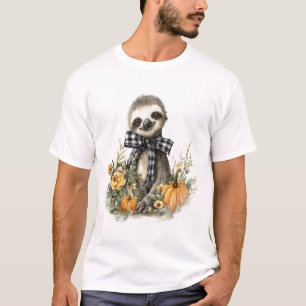 T-shirt Chemise de paresseux Animaux Automne Citrouille
