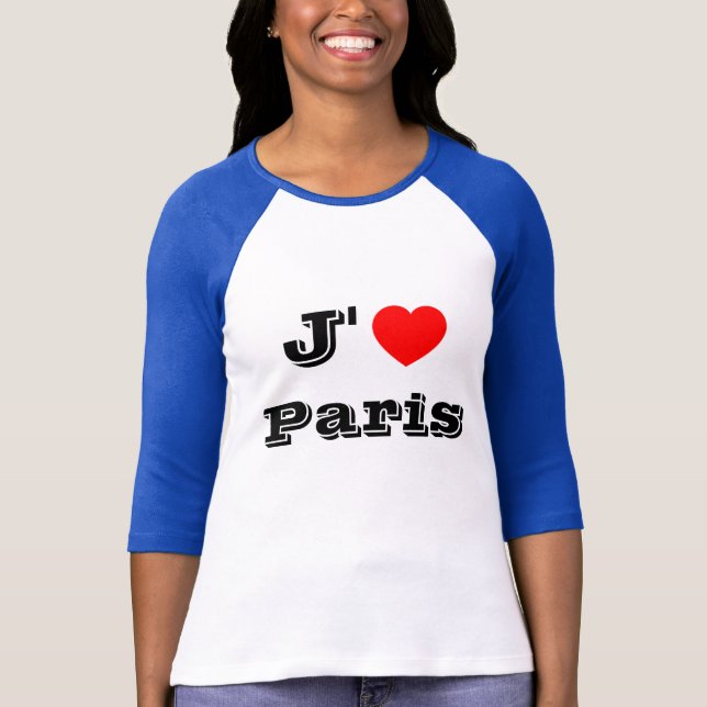 T-shirt Chemise de Paris d'amour de la chemise de J'aime (Devant)