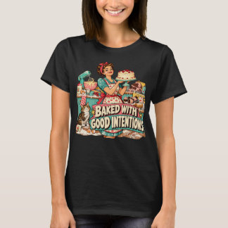T-shirt Chemisé de pâtissier drôle avec 'Cuisiné avec de b
