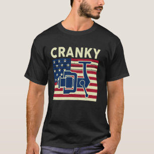 T-shirt Chemise de pêche Cranky 4 juillet Drapeau USA Drôl