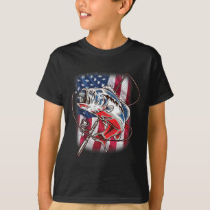 T-shirt Chemise de pêche drapeau américain vintage Usa Bys
