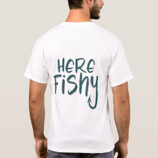 T-shirt Chemise de Pêche Ici-Poisson Graphique Funny T-Shi