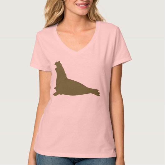 T-shirt Chemise de phoque éléphant vert olive (Devant)