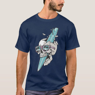 T-shirt Chemise de plage d'été de surf de crâne de surf ex