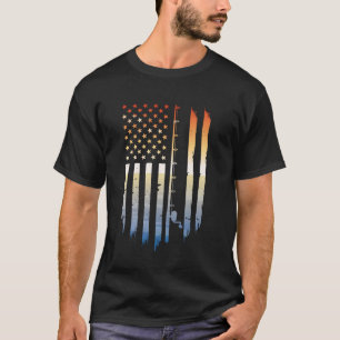 T-shirt Chemise de poisson de drapeau américain - T-Shi de