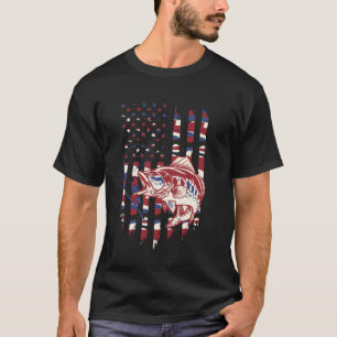 T-shirt Chemise de poisson de drapeau américain - T-Shi de