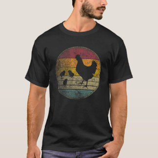 T-shirt Chemise de poulet Sun Retro Hen Bird Chicks Farm M