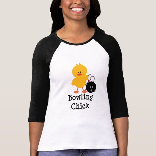 T-shirt Chemise de raglan de poussin de bowling (Devant)