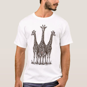 T-shirt Chemise de safari avec gravure de girafe au couche