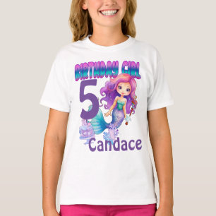 T-shirt Chemise de sirène d'anniversaire personnalisée - A