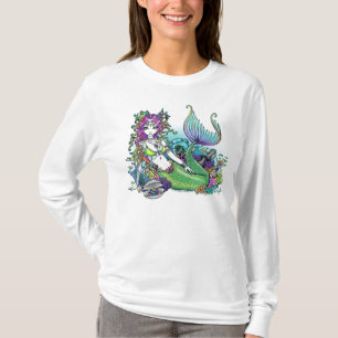 T-shirt Chemise de sirène de Scape de mer d'arc-en-ciel d