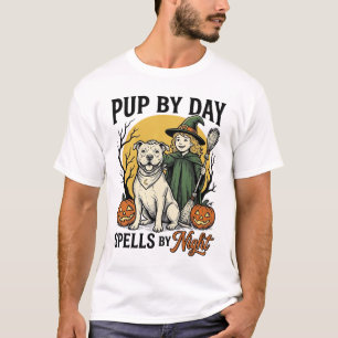 T-shirt Chemise de sorcière de chien d'Halloween Gravure v