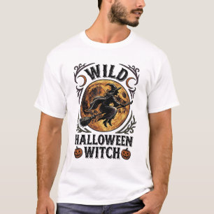 T-shirt Chemise de sorcière Halloween Balai vintage Graphi