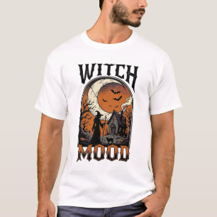 T-shirt Chemise de sorcière Halloween Design de lune hanté