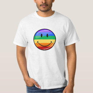 T-shirt Chemise de sourire de bouton de drapeau de gay