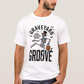 T-shirt Chemise de squelette dansant avec citrouille Art V