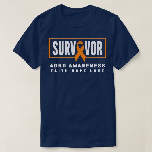 T-shirt Chemise de survivant du TDAH - Ruban orange, lauré (Design devant)
