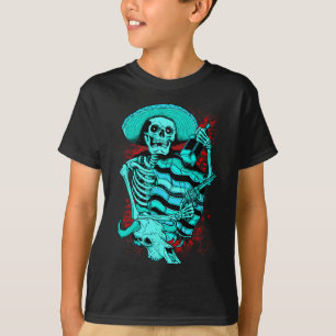 T-shirt Chemise de tequila Pistolero squelette mexicain mo