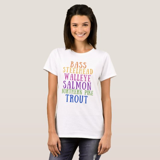 T-shirt Chemise de texte arc-en-ciel de poisson de l'État (Devant entier)