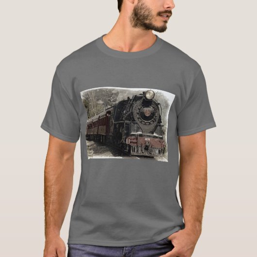 T-shirt Chemise de train Locomotive Noire (Devant)
