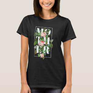 T-shirt Chemise de typographie de mère de bloc floral