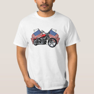 T-shirt Chemise de valeur de moto de drapeaux américains